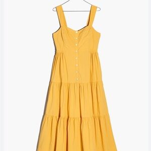 Madewell Button Front Tiered Midi Dress